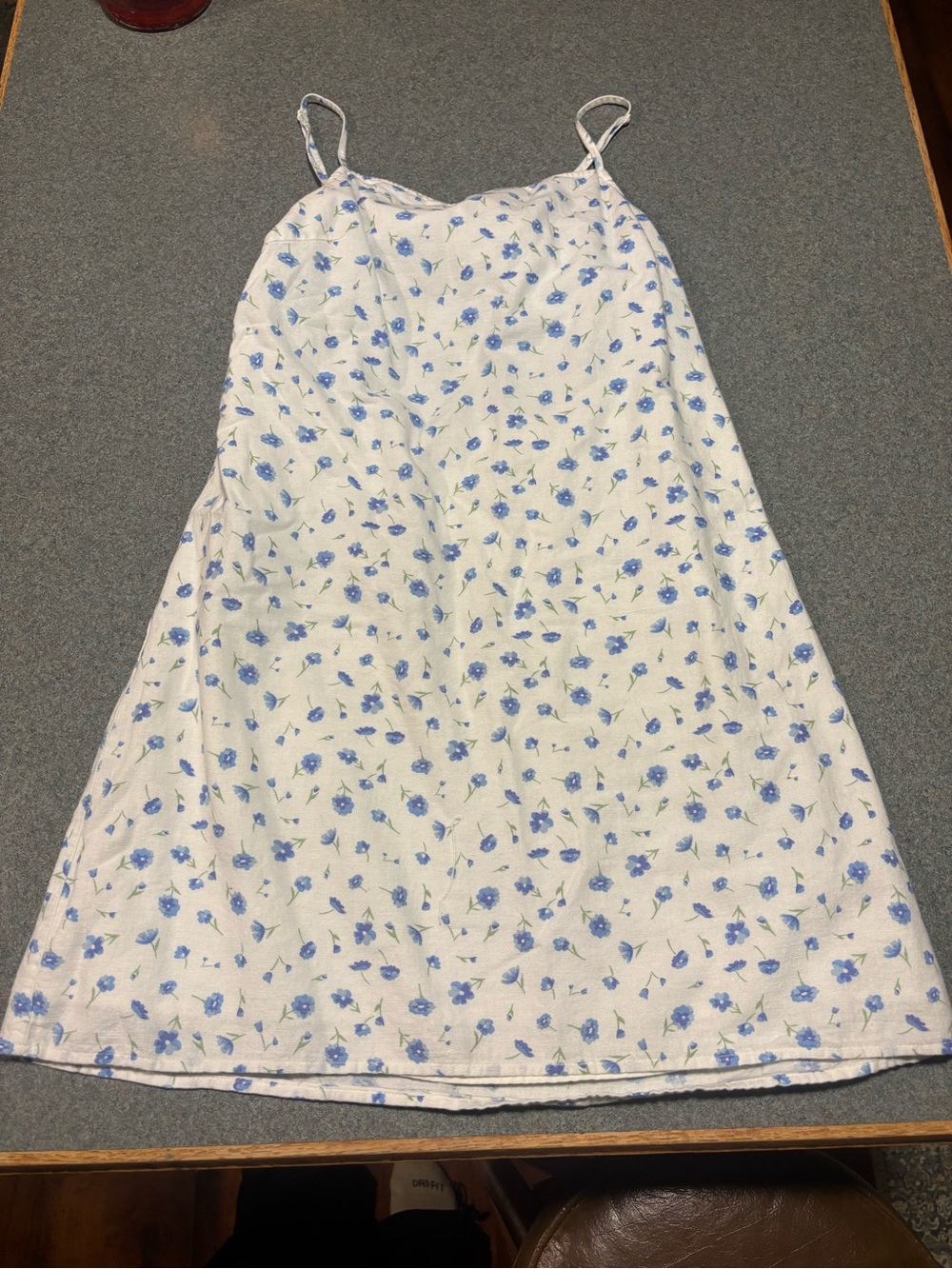 American Eagle Outfitters White Dress with Blue Floral Print